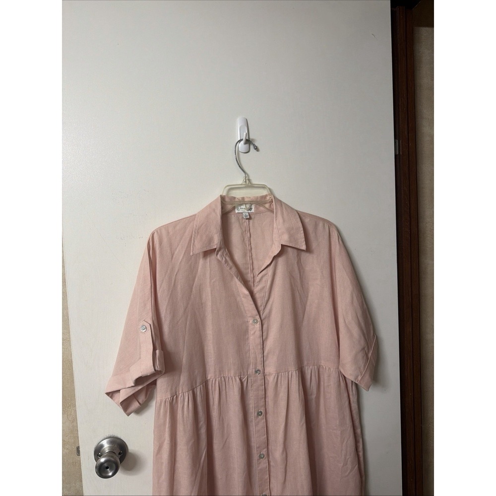 Wonderly Women's Linen Peach Midi Dress Size Large